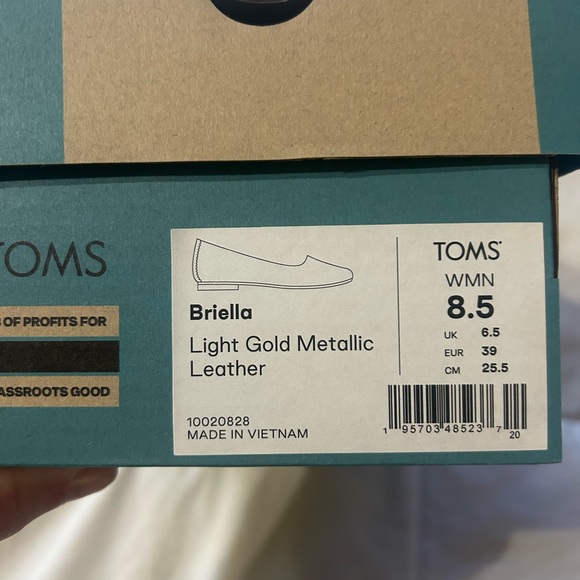 Brielle Light Gold Metallic Leather TOMS Flats - Picture 9 of 9